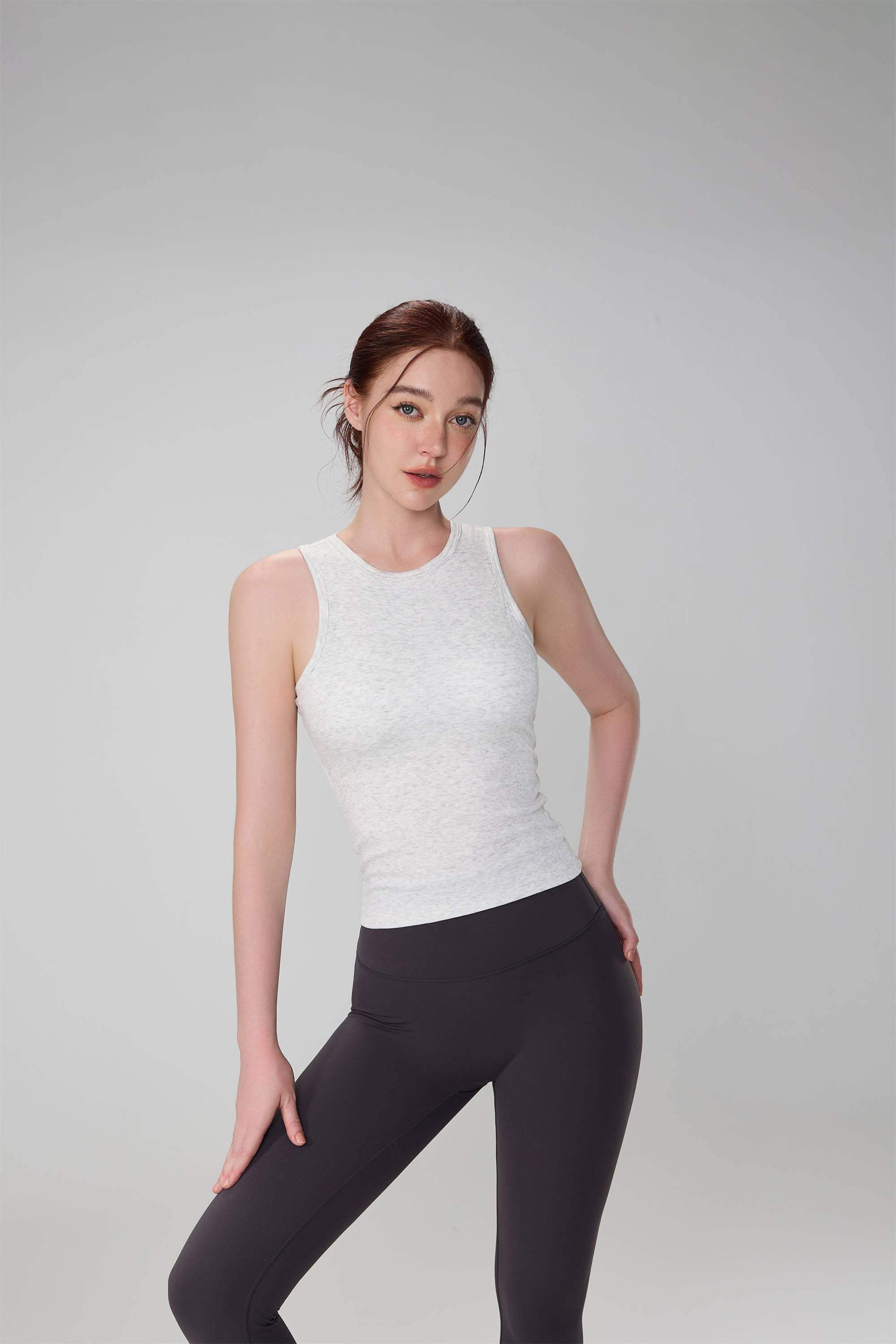 Ribbed Crewneck Running Yoga Tank Top