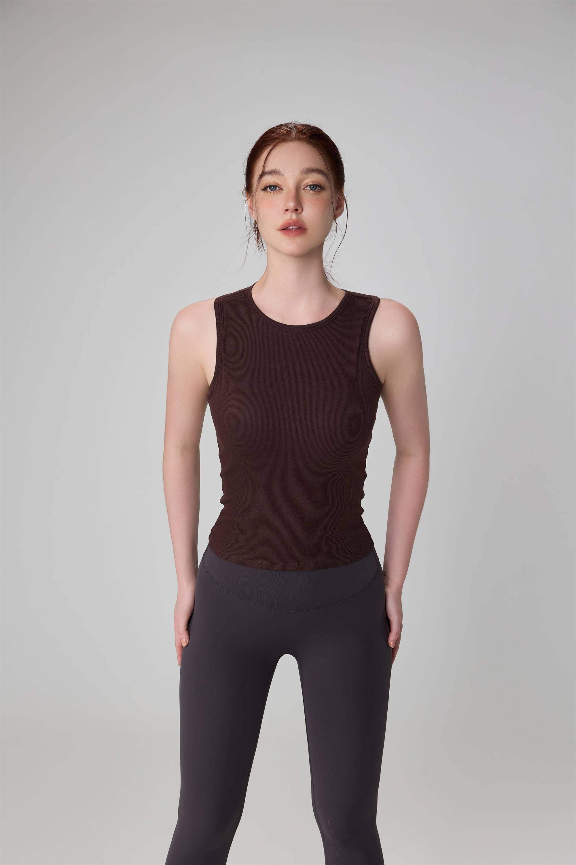 Ribbed Crewneck Running Yoga Tank Top