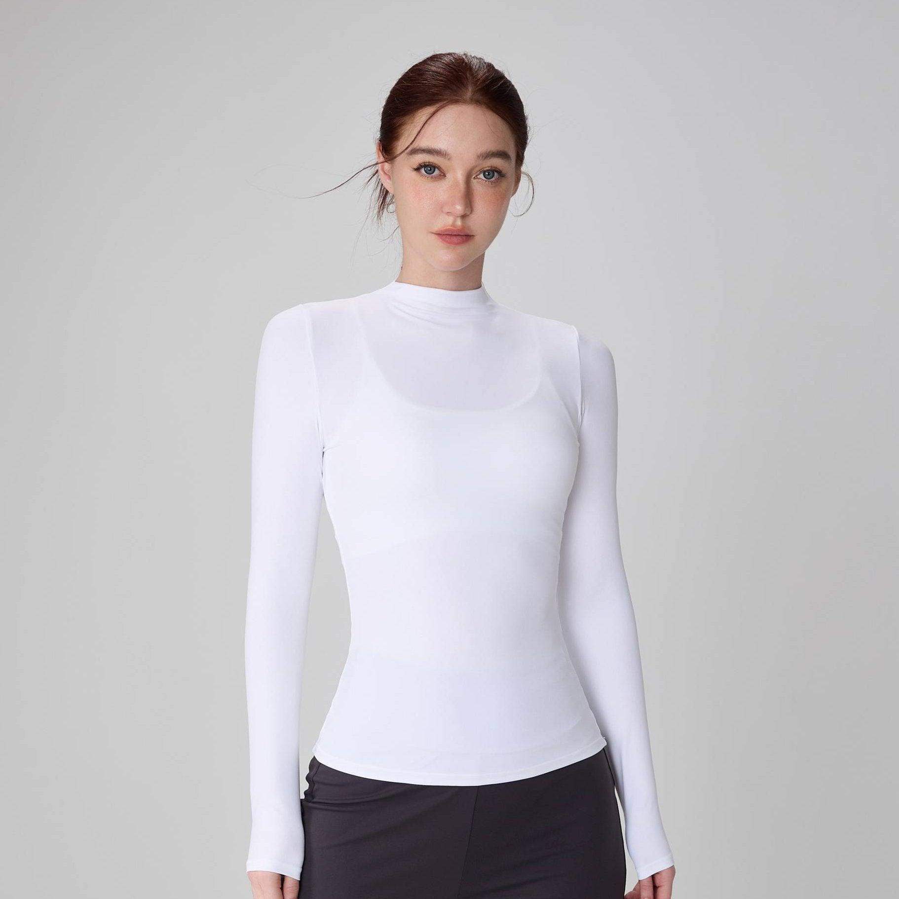 Fitted Stand-Collar Yoga Long Sleeve Top