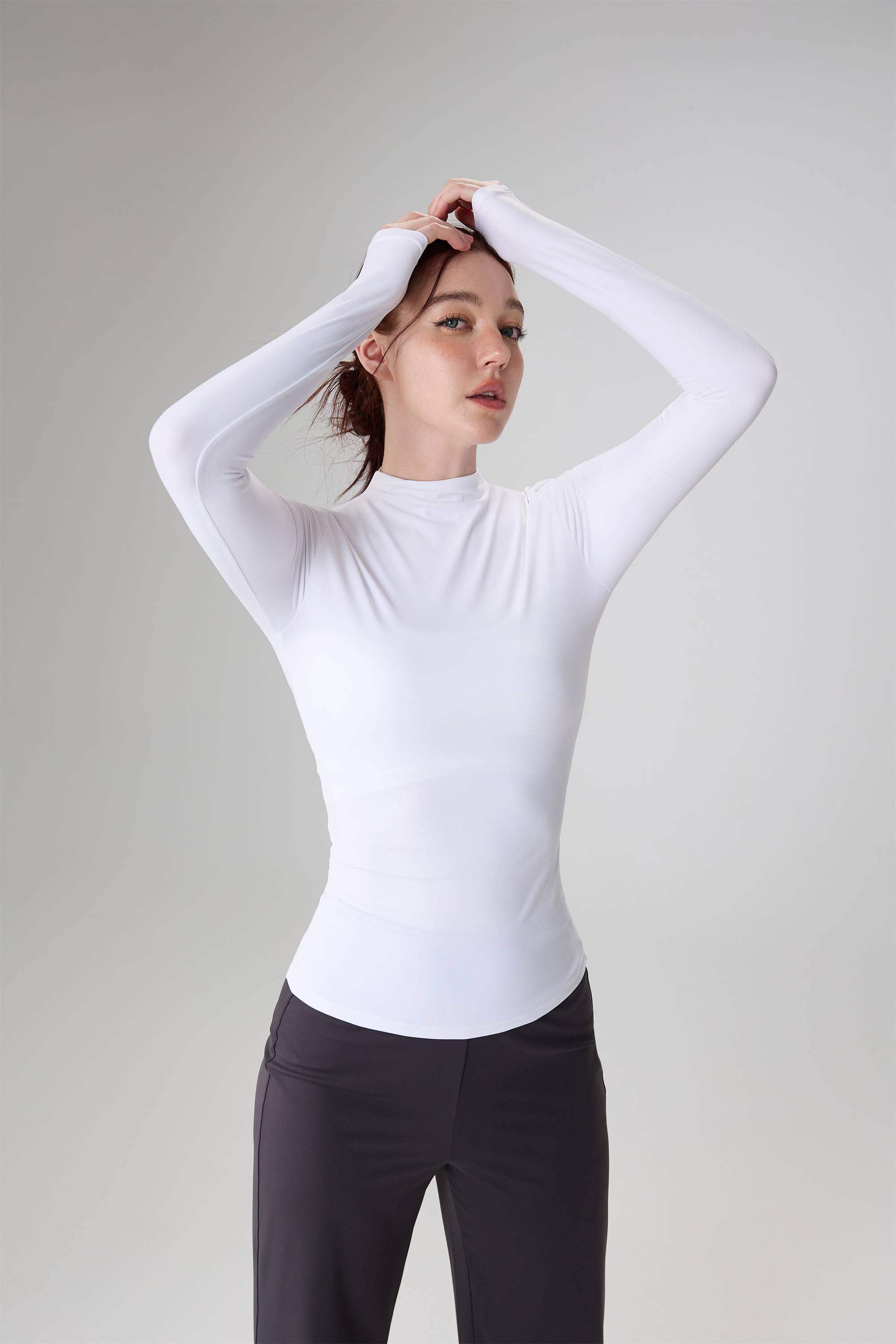 Fitted Stand-Collar Yoga Long Sleeve Top