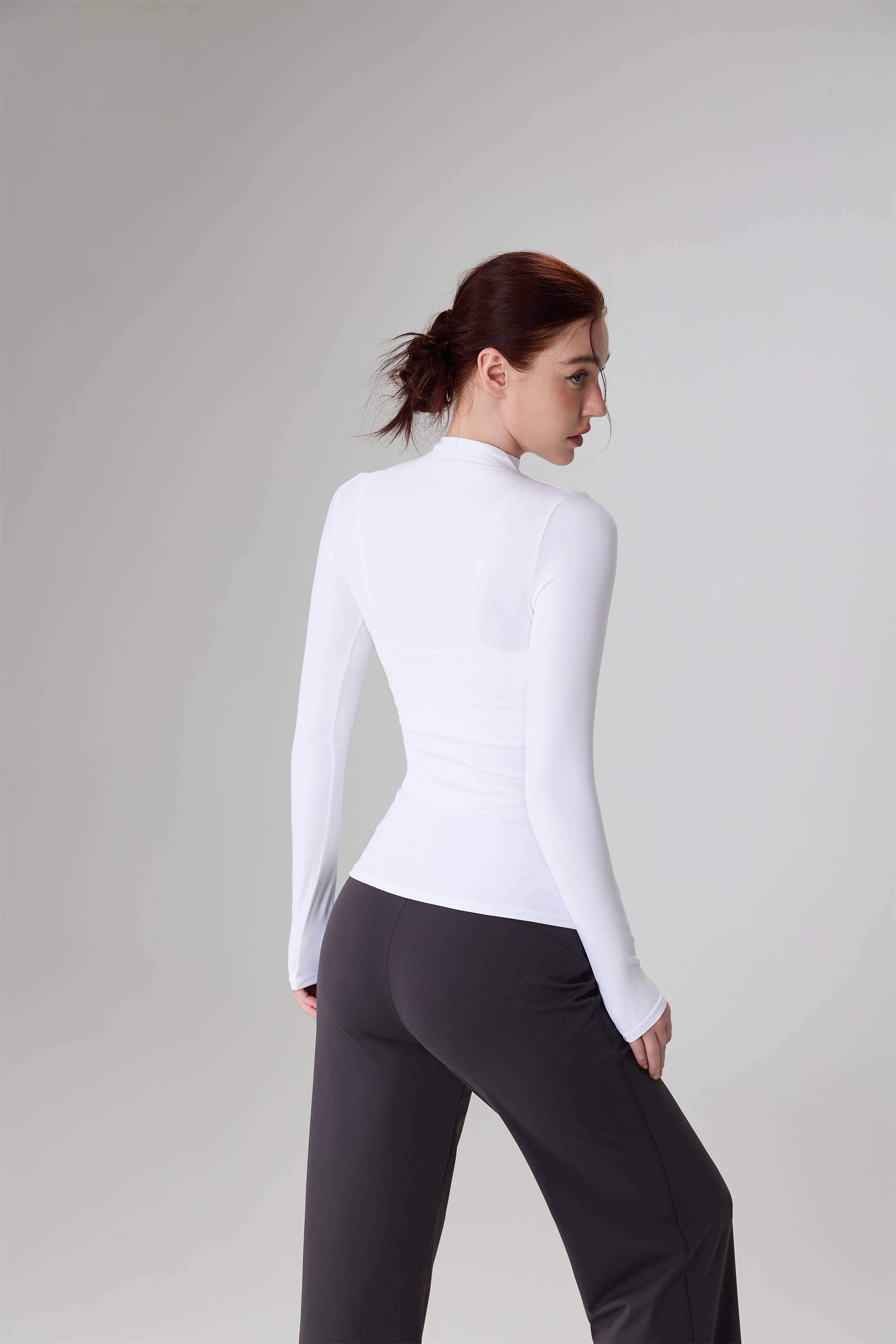 Fitted Stand-Collar Yoga Long Sleeve Top