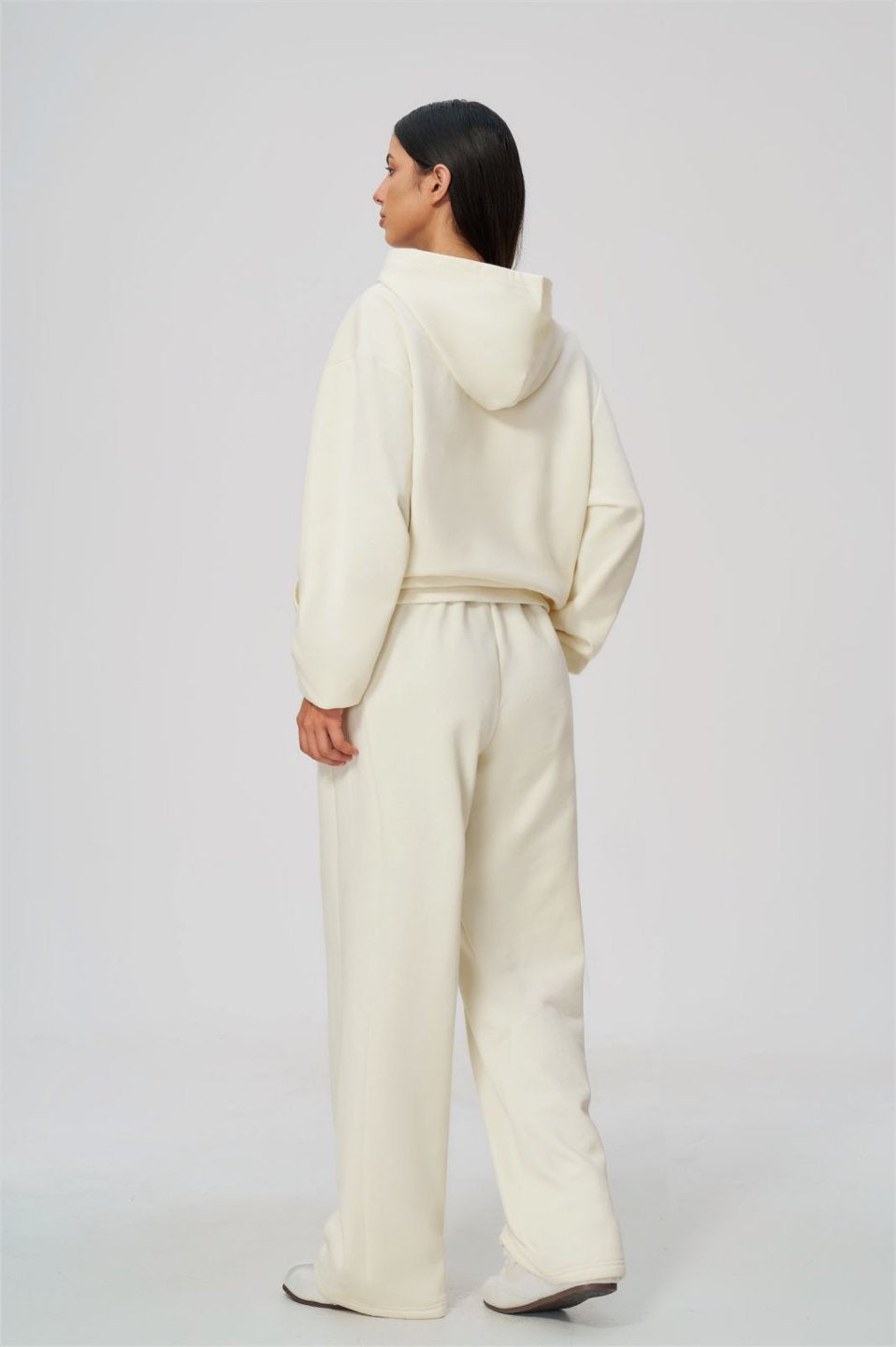 Women's Fleece-Lined Oversized Fit Zip-Up Jacket Pants Set