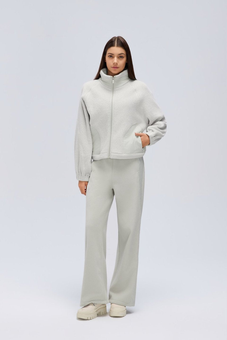 Women's Fleece-Lined Stand-Collar Thermal Jacket