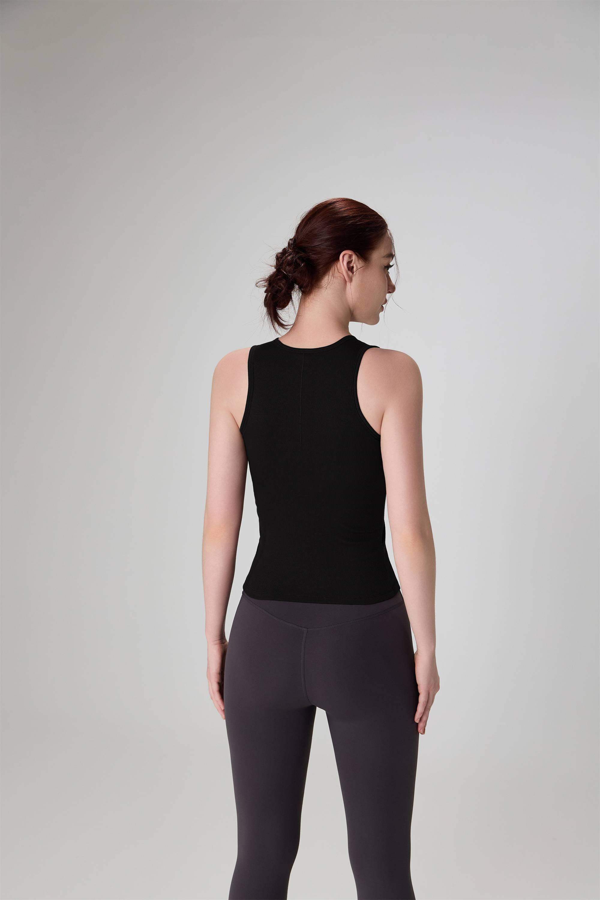Ribbed Crewneck Running Yoga Tank Top