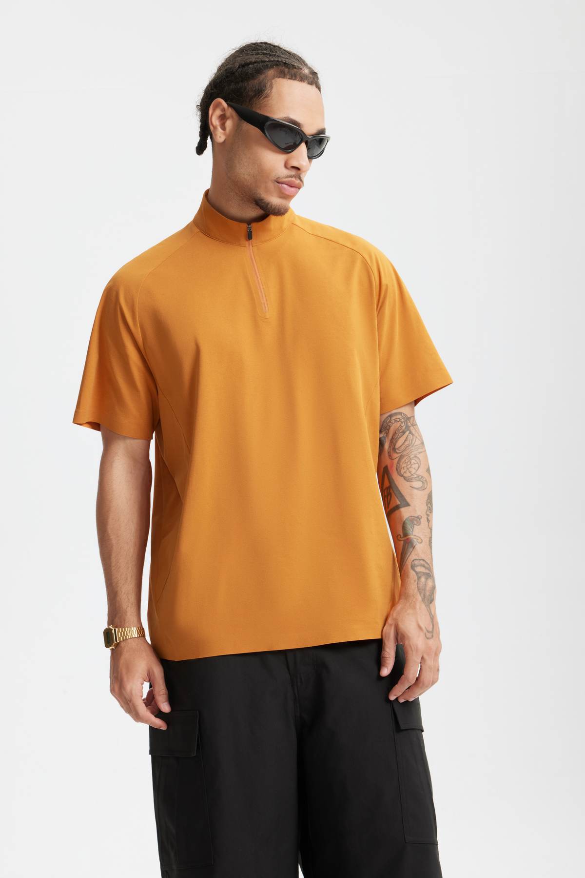 UPF 50+ Ultrasonic Bonded Zip-Up Sports Tee