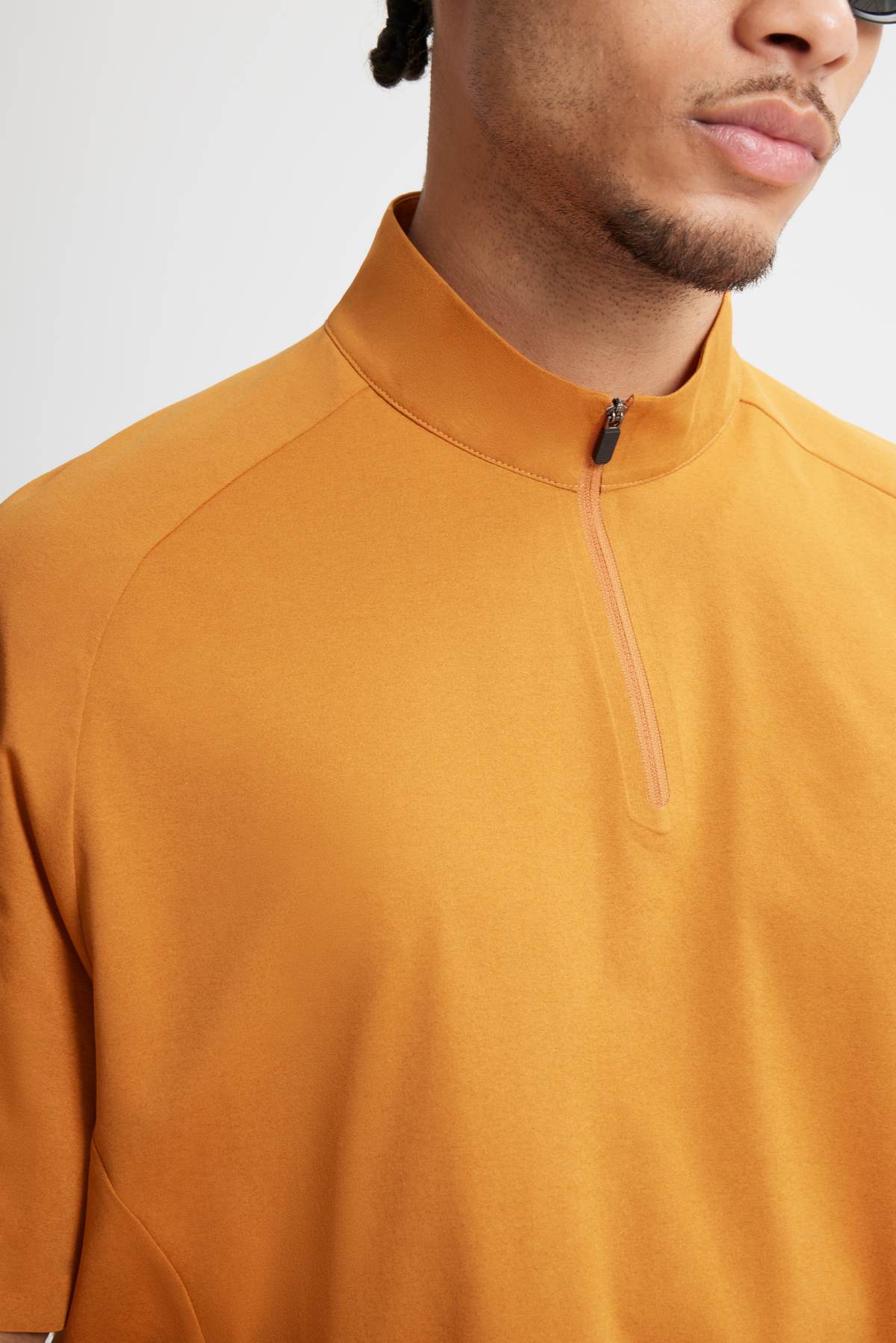 UPF 50+ Ultrasonic Bonded Zip-Up Sports Tee