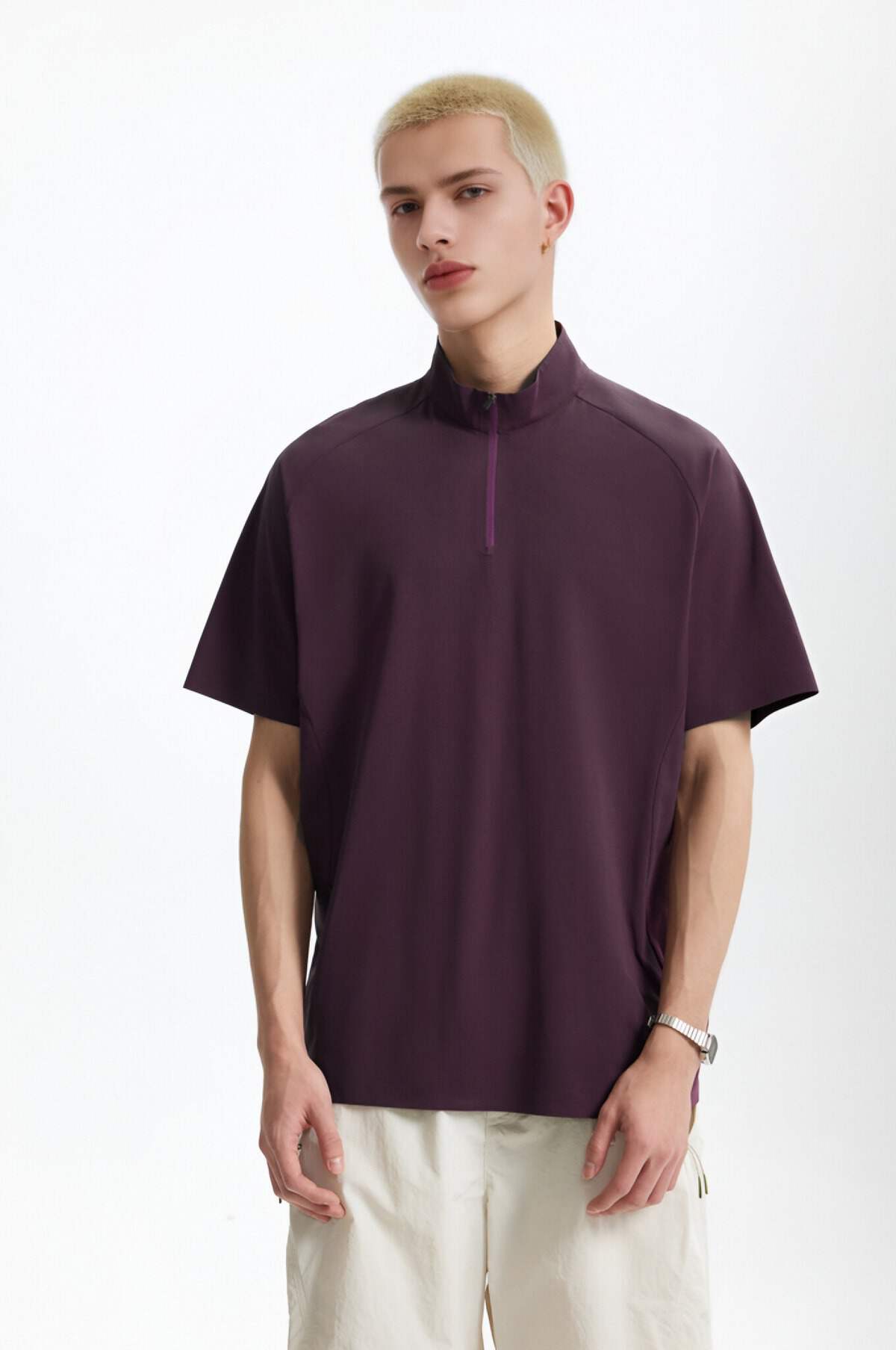 UPF 50+ Ultrasonic Bonded Zip-Up Sports Tee