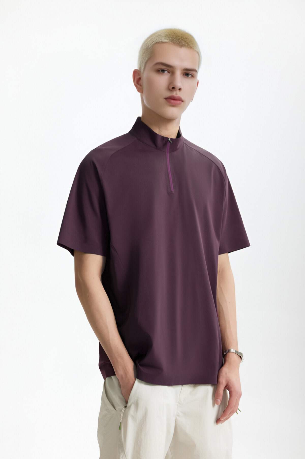 UPF 50+ Ultrasonic Bonded Zip-Up Sports Tee