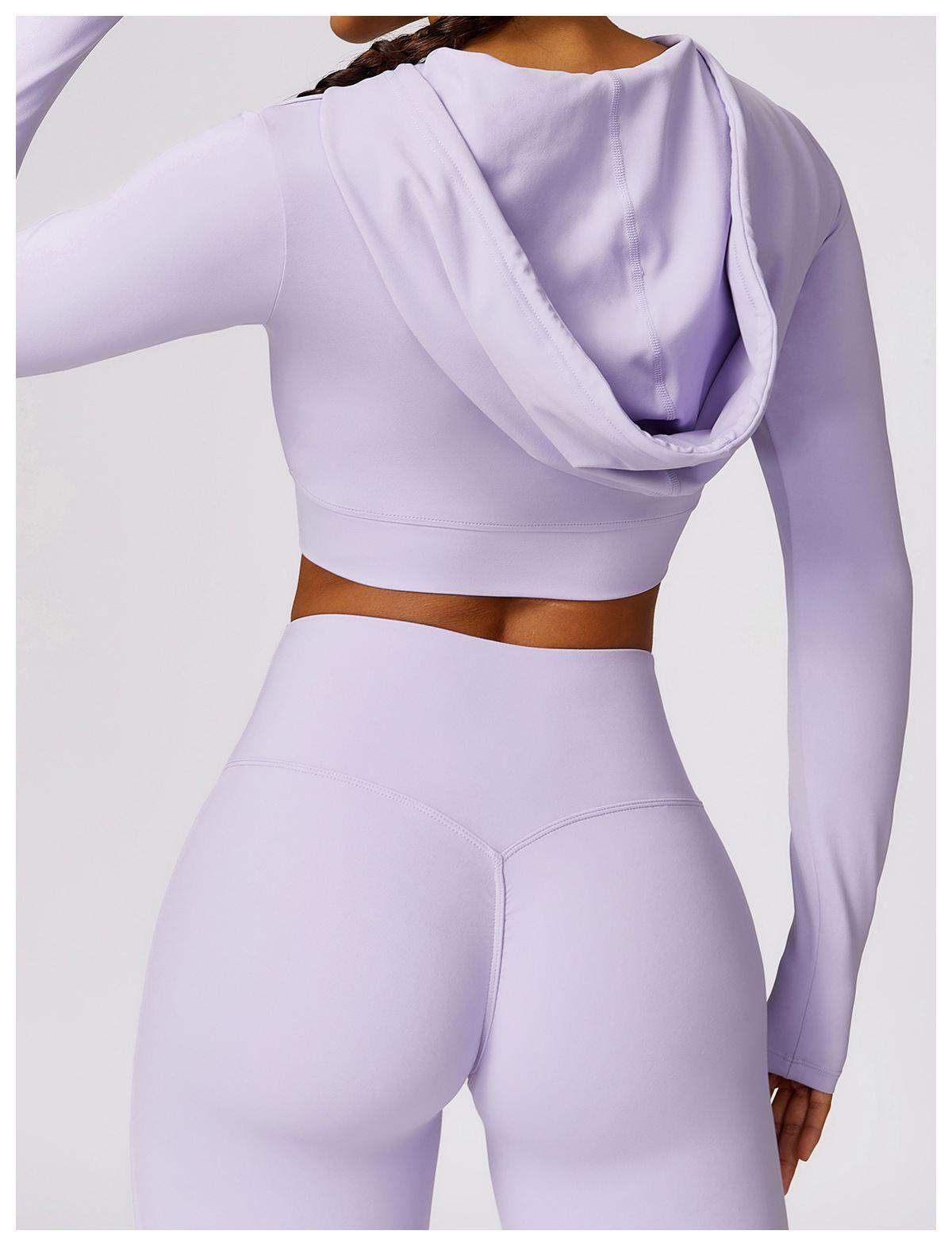 Long-Sleeve Hooded Short Top
