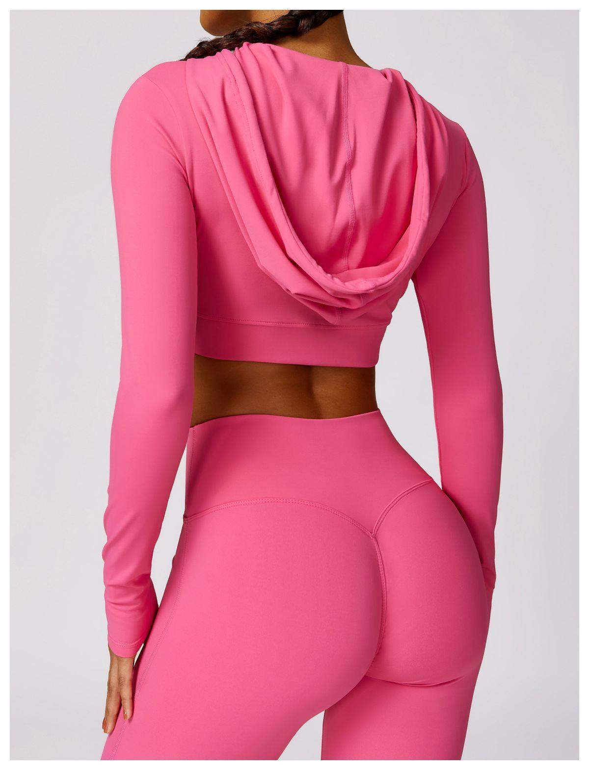 Long-Sleeve Hooded Short Top