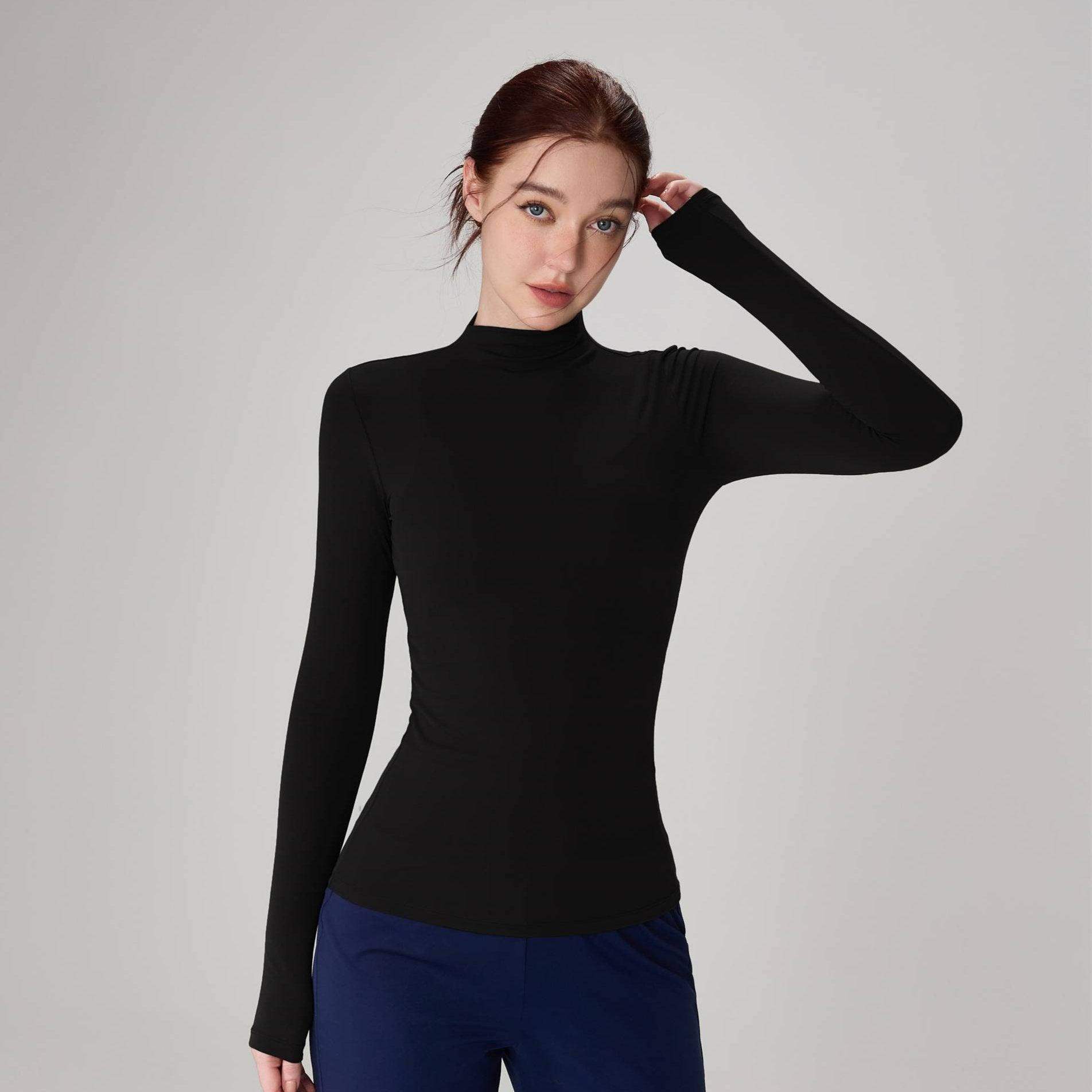Fitted Stand-Collar Yoga Long Sleeve Top