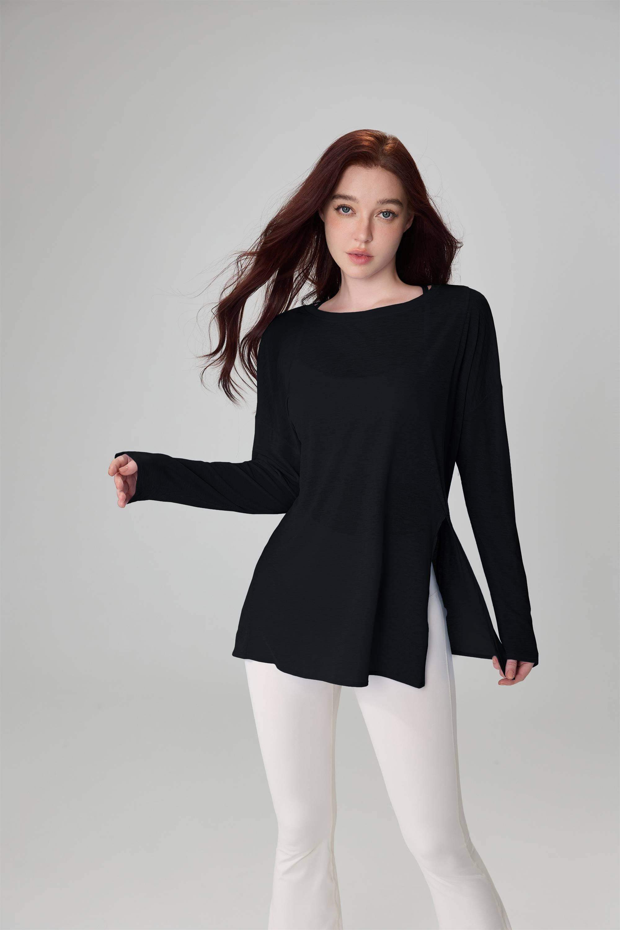 Loose-Fit Breathable Slub Yarn Sports Top