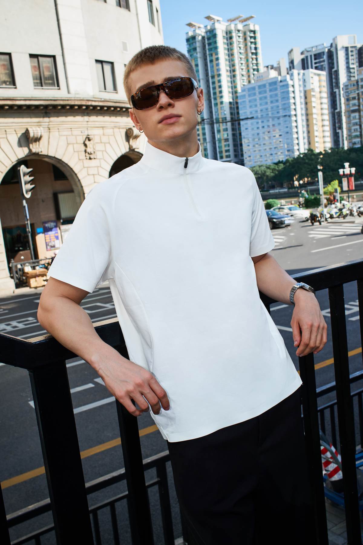 UPF 50+ Ultrasonic Bonded Zip-Up Sports Tee