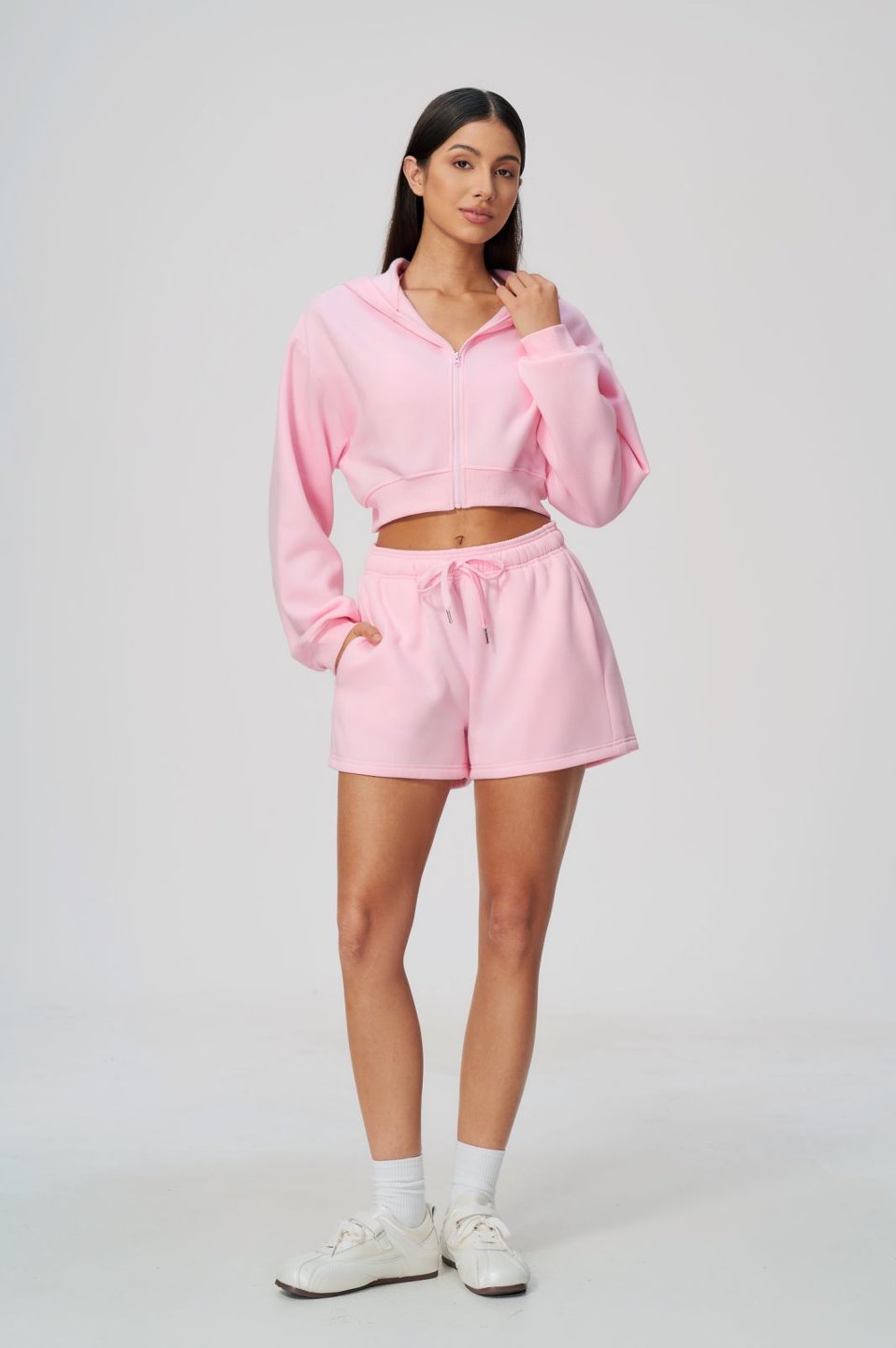 Women's Fleece-Lined Waist-Length Hoodie Pants Set