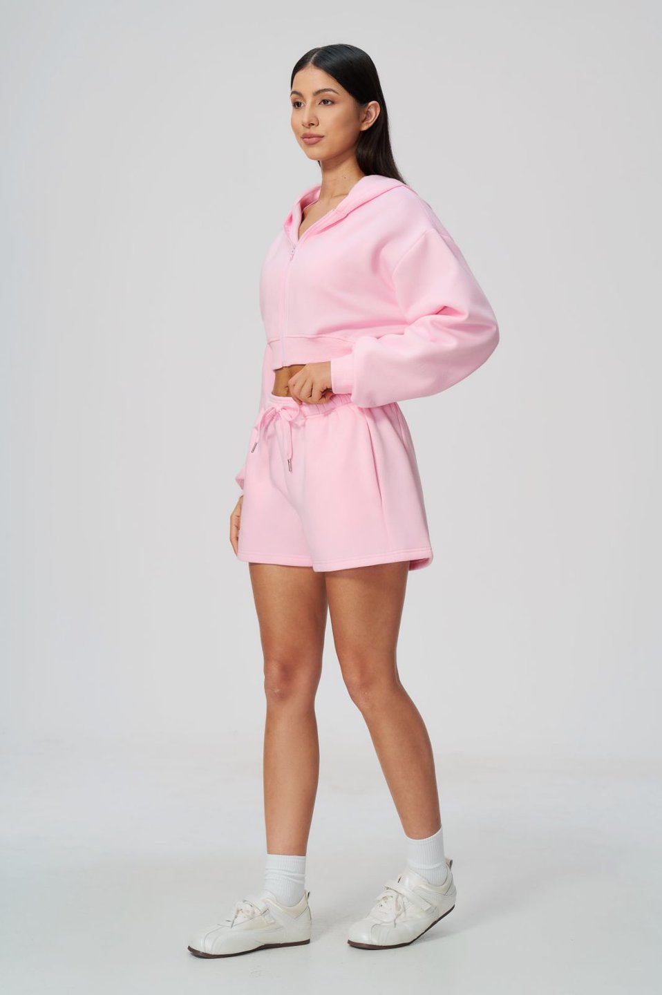 Women's Fleece-Lined Waist-Length Hoodie Pants Set