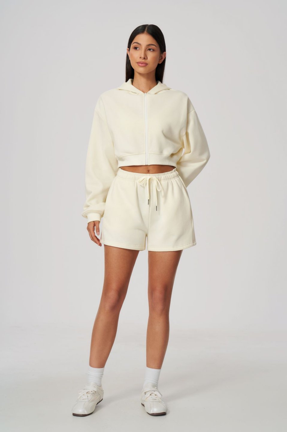 Women's Fleece-Lined Waist-Length Hoodie Pants Set