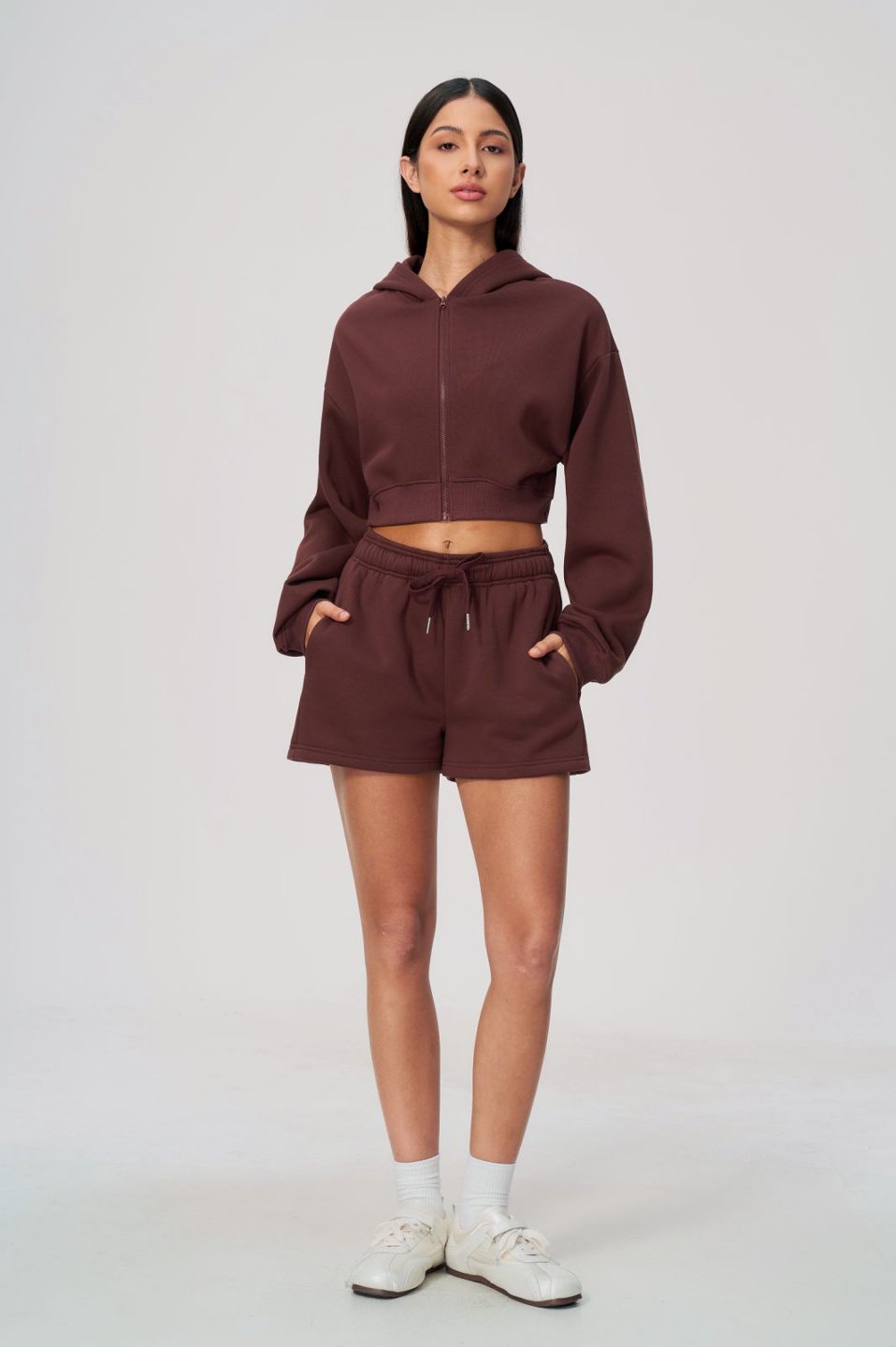 Women's Fleece-Lined Waist-Length Hoodie Pants Set