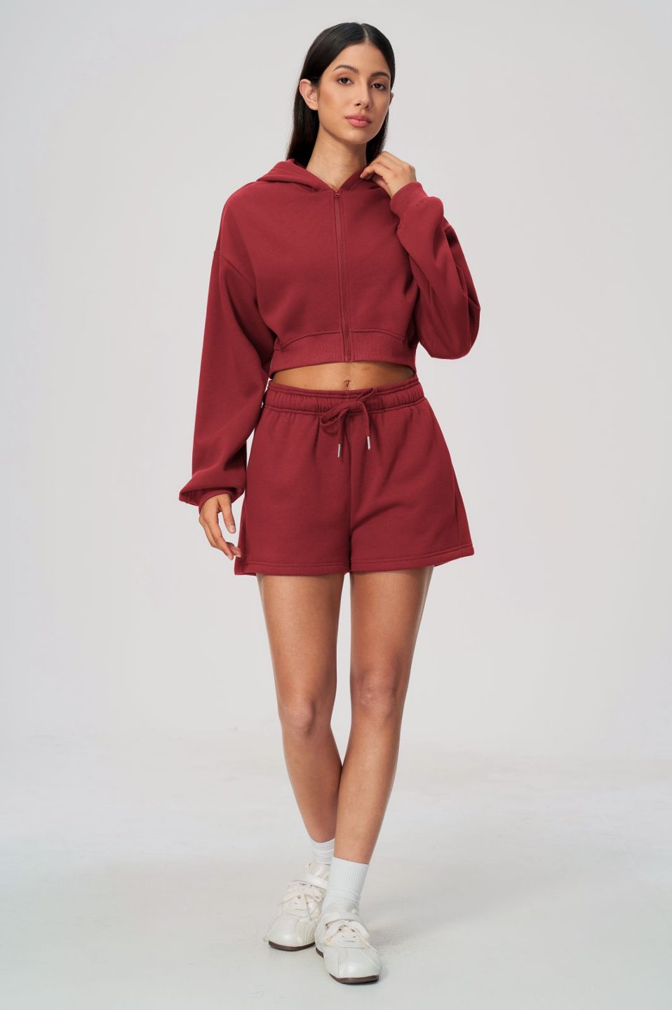 Women's Fleece-Lined Waist-Length Hoodie Pants Set