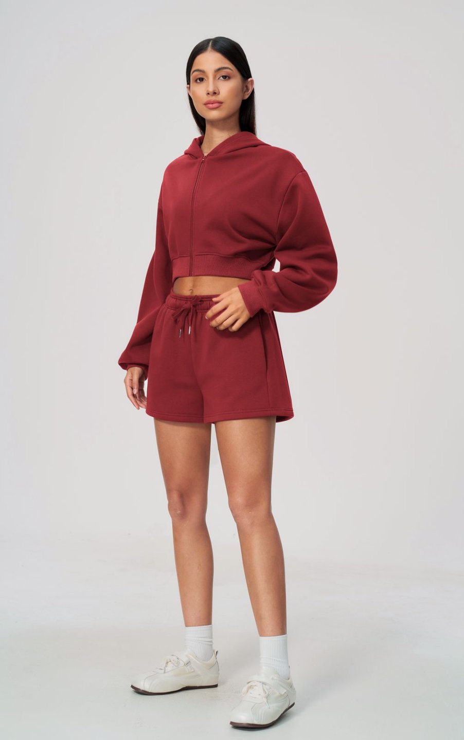 Women's Fleece-Lined Waist-Length Hoodie Pants Set