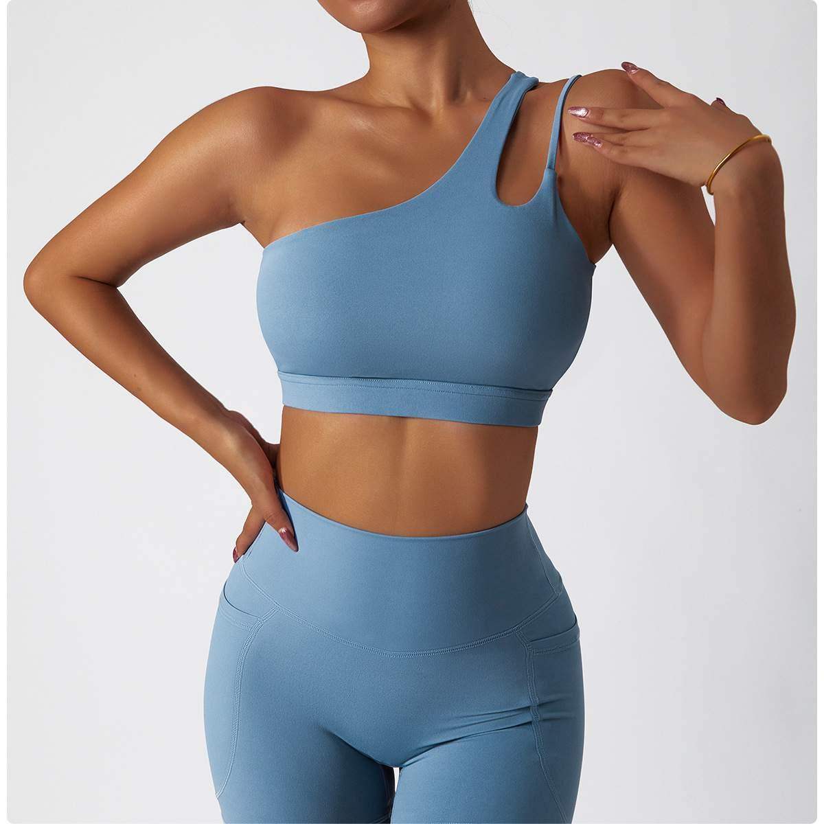 Slant Single-Shoulder Shockproof Sports Bra